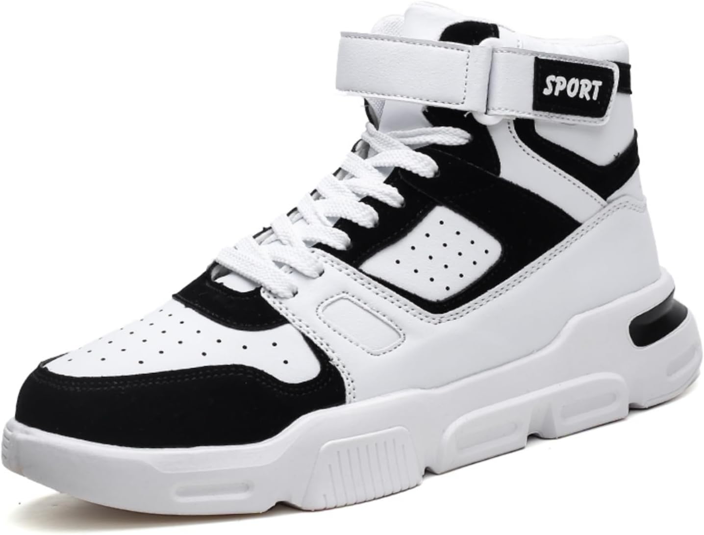 

Мужские высокие кеды, разнообразные стильные модели с шнуровкой и ремнями, удобная повседневная обувь для стритвира и повседневной моды Khwfjas, белый/черный