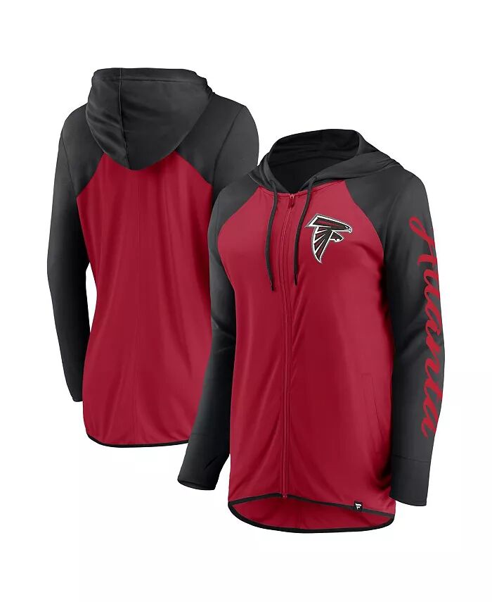 

Женская толстовка с капюшоном Atlanta Falcons Script на молнии, красно-черная Fanatics