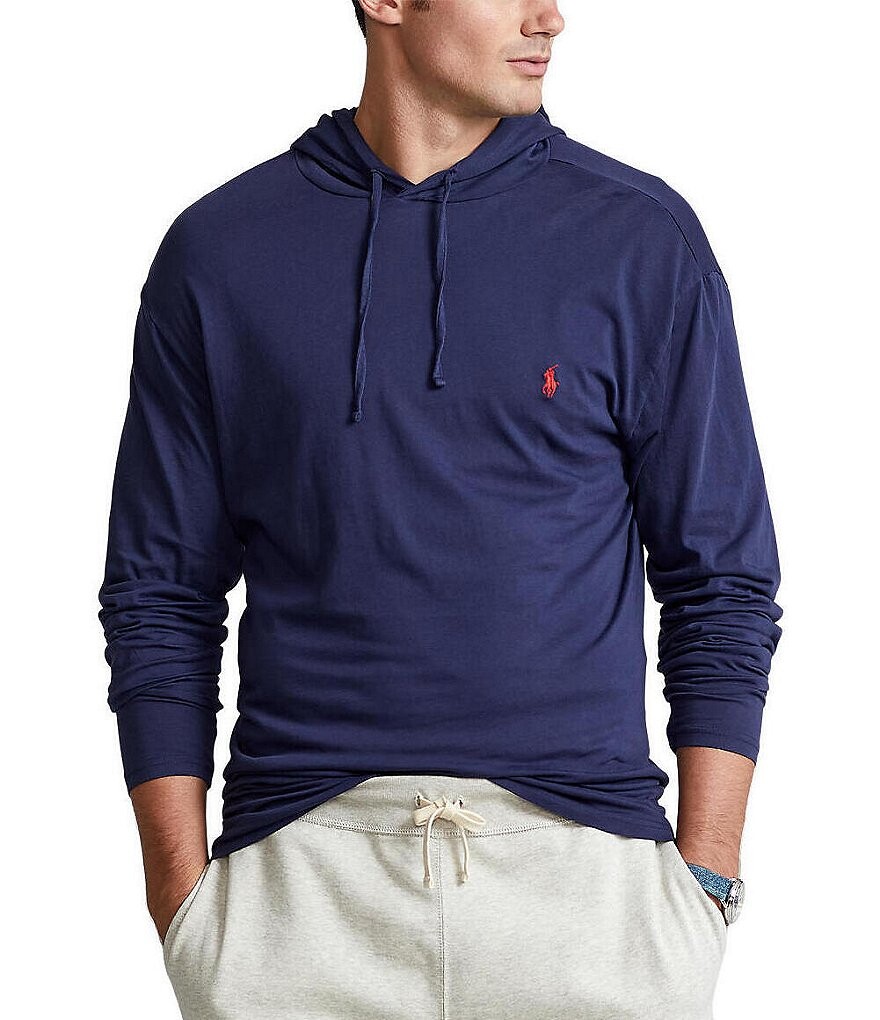 

Футболка с капюшоном и длинными рукавами Polo Ralph Lauren Big & Tall, синий