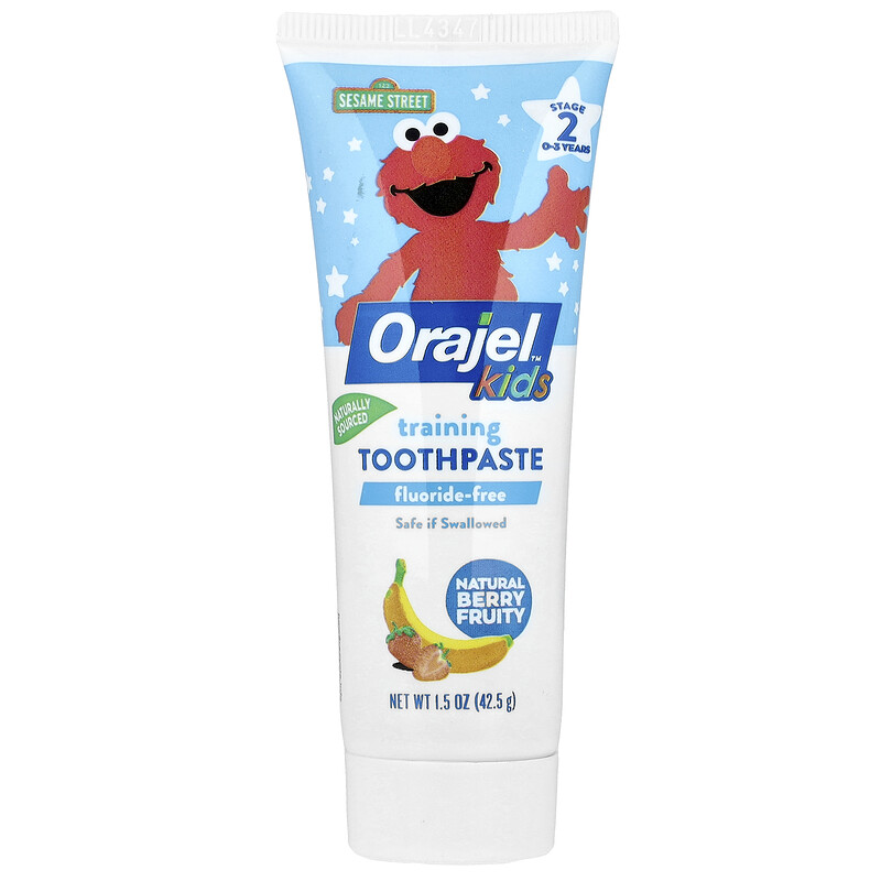 

Orajel, Kids, Elmo Training, зубная паста, без фтора, для детей от 0 до 3 лет, с натуральными ягодами и фруктами, 42,5 г (1,5 унции)