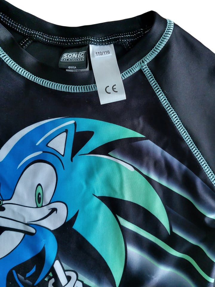 Рубашка для плавания Sonic The Hedgehog с длинным рукавом и защитой от ультрафиолета 50+, черного цвета Sonic — фото 4