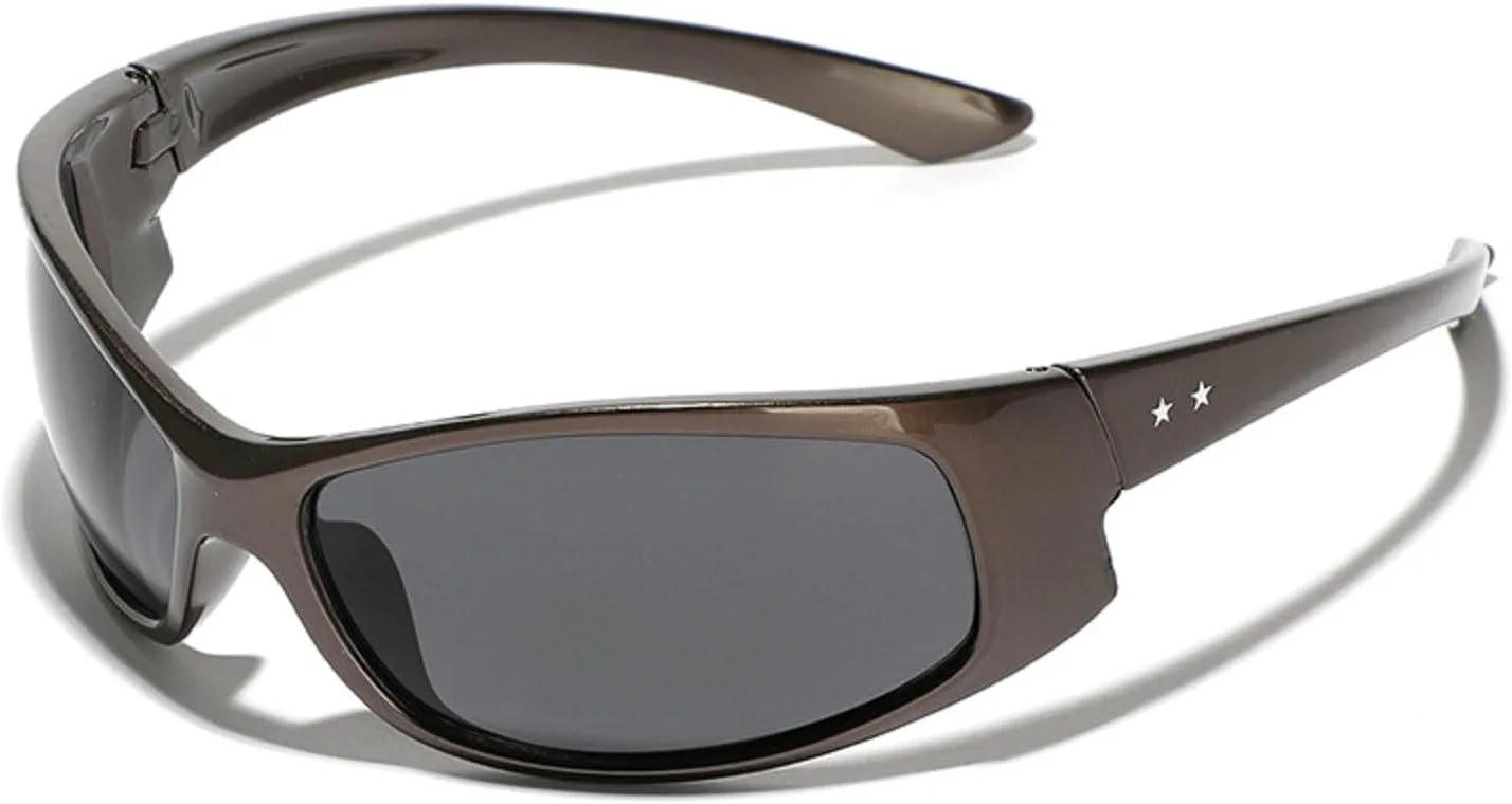 

Солнцезащитные очки Y2k для женщин, модные солнцезащитные очки для вождения и езды на велосипеде, стильные спортивные солнцезащитные очки в стиле 2000-х mincl, Gray