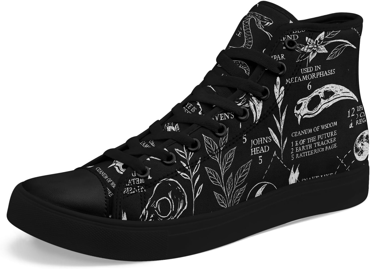 

Женские и мужские винтажные высокие кеды с цветочным принтом на тканевой основе, темный стиль, коттеджкор, шнуровка, повседневная обувь, модные кроссовки для уличного стиля Coolcustomize, черный