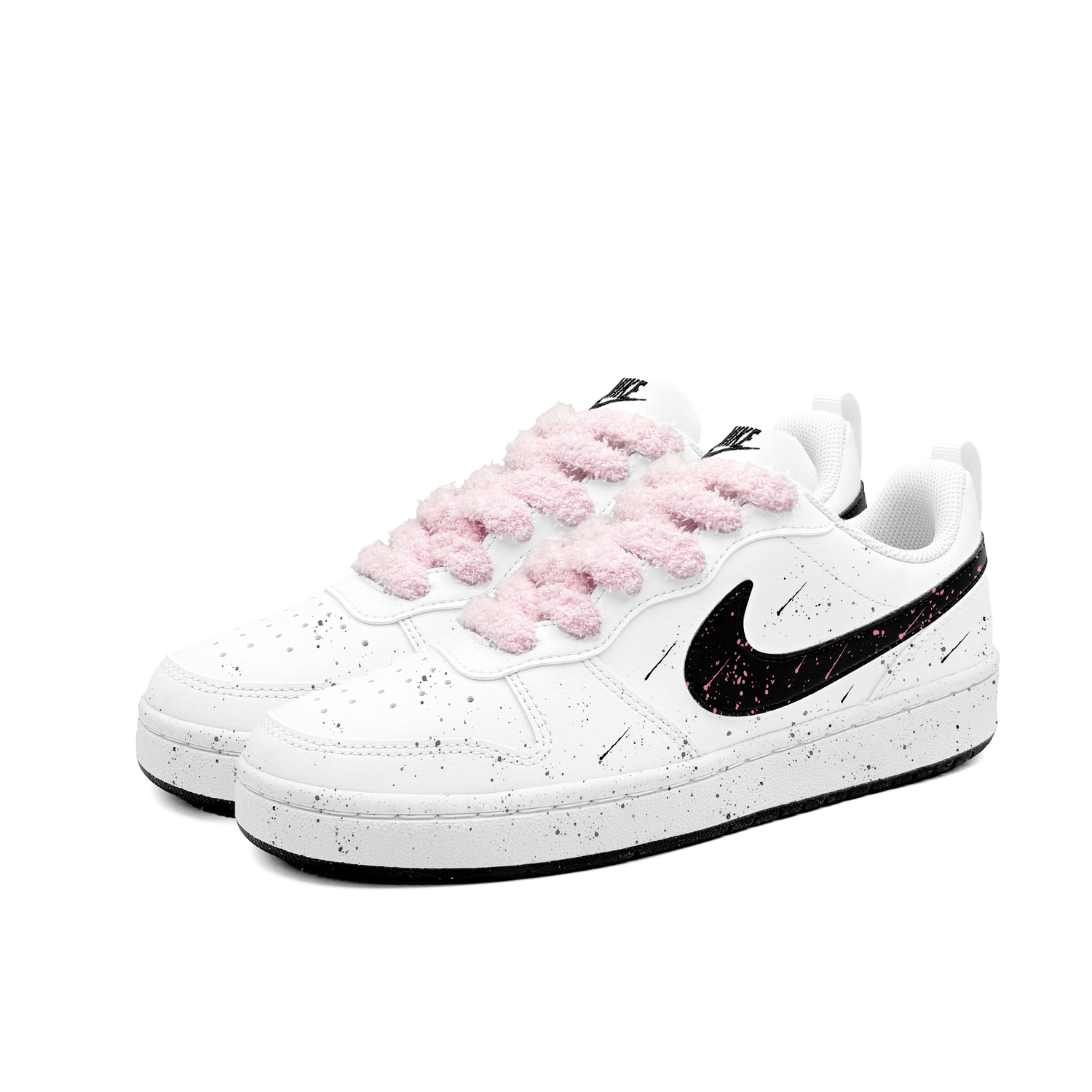 Nike Court Borough Pink Falling Galaxy Synthetic Leather Abrasion Resistant Low top Skateboard Shoes Black White — фото 4