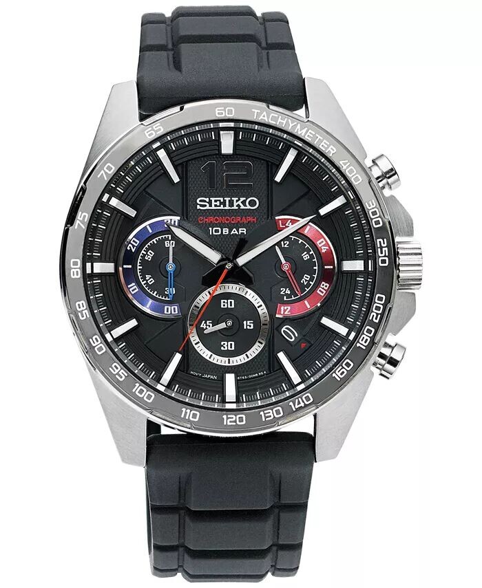 

Мужские часы Essentials с хронографом, черный силиконовый ремешок, 43,9 мм Seiko
