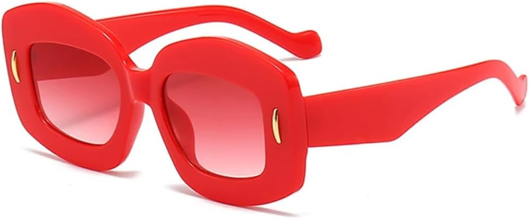 

Женские модные солнцезащитные очки Jelly Color Square с градиентным переходом цвета и защитой от УФ-излучения UV400, винтажные мужские очки с заклепками UATXTAU, Red Red Gradient