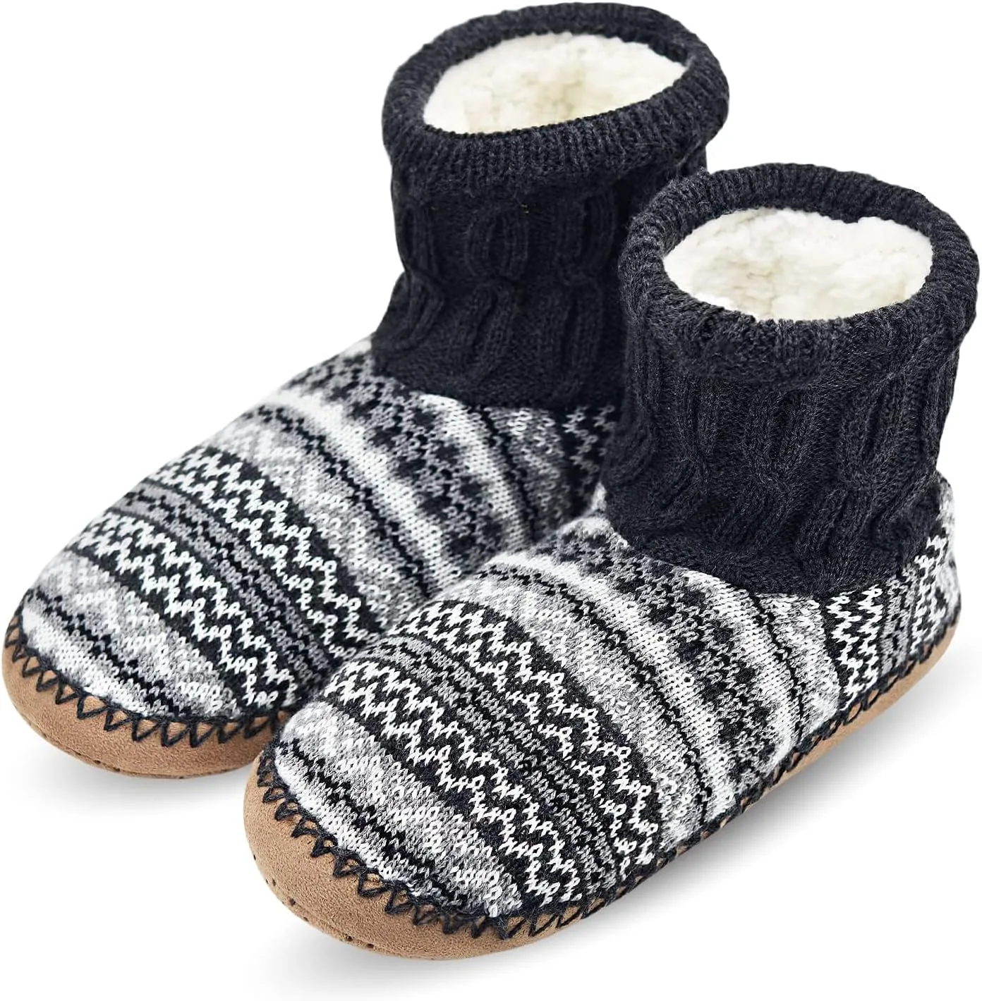 

Носки-тапочки DICUIRD для мужчин, пушистые носки с подкладкой из шерпы и мягкой подошвой, уютные теплые домашние ботинки с нескользящей подошвой, зимние рождественские подарки для мужчин, серый