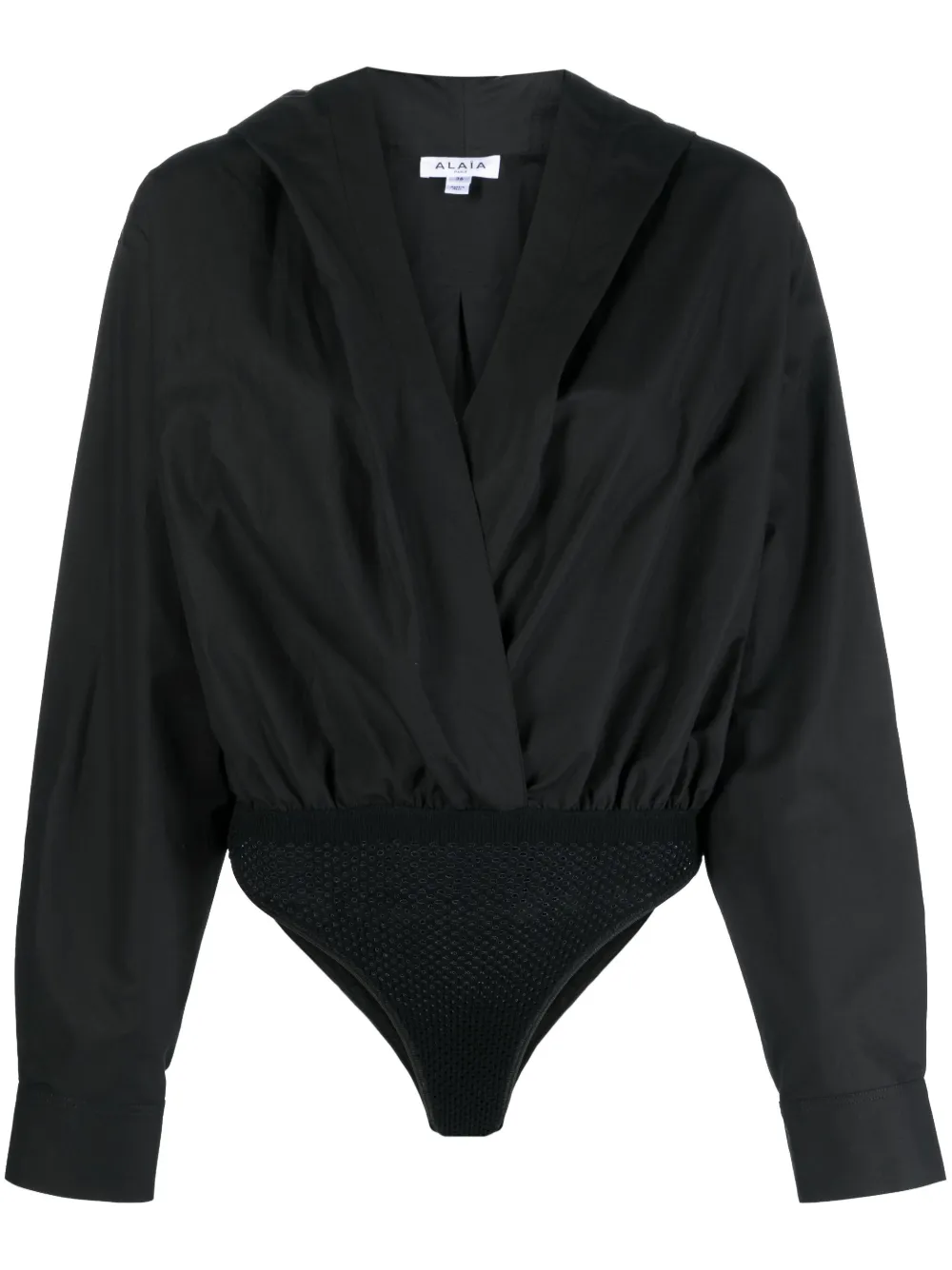 

Боди с капюшоном и запахом Alaïa, черный