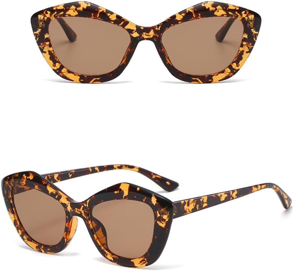 

Женские солнцезащитные очки «кошачий глаз» белого цвета, маленькие, неправильной формы, конфетного оттенка, для путешествий, с защитой от солнца generic, C3 Leopard Tea