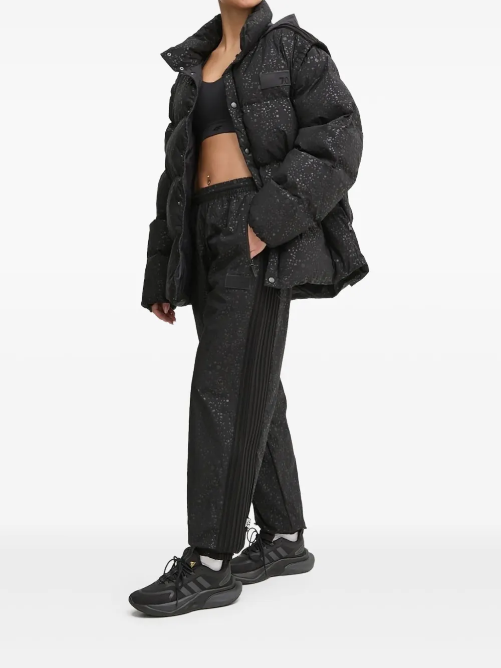 

Стеганая куртка с пятнистым принтом Ea7 Emporio Armani, черный