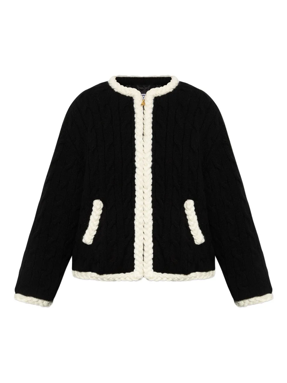 

Куртка с косичной вязкой и накладками на локтях Moschino, черный