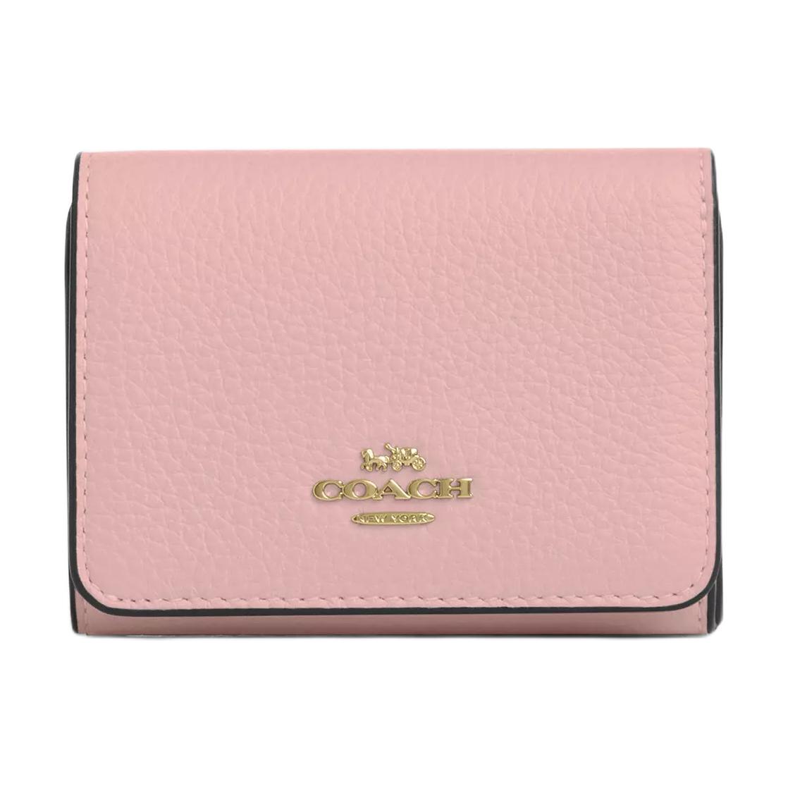 

COACH Миниатюрный женский кошелек из лакированного полотна золотисто-розовый, Gold & Pink