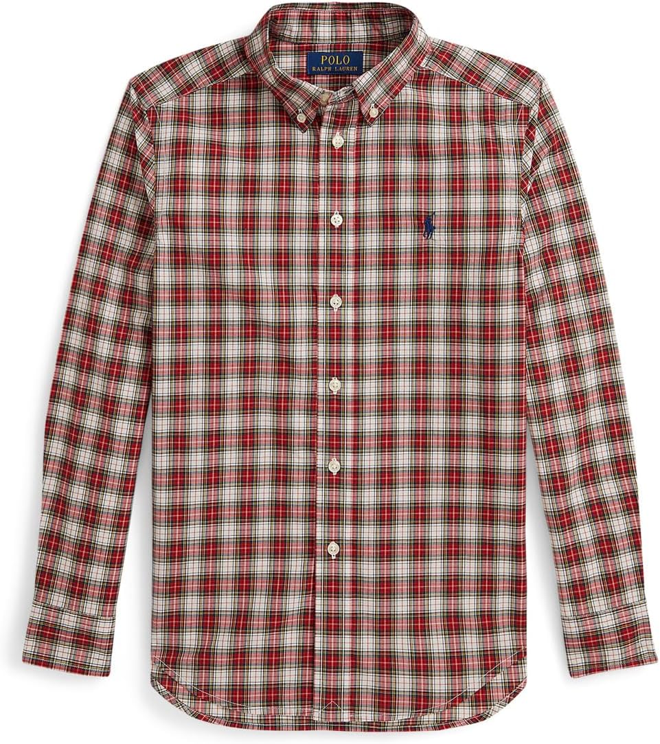 

Рубашка из хлопкового поплина в клетку Polo Ralph Lauren Kids, Cream Red Multi