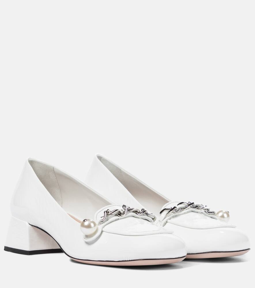 Декорированные лакированные лодочки Miu Miu, Bianco