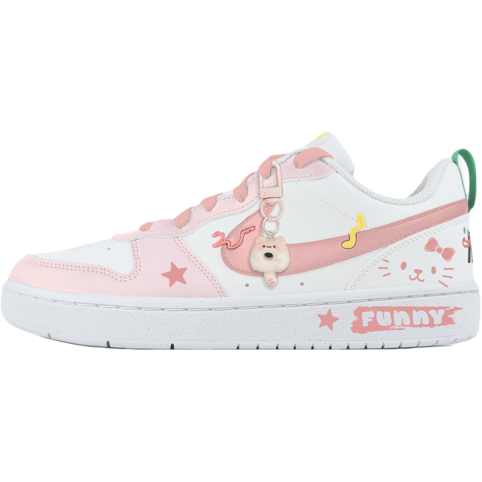 

Nike Антискользящие износостойкие низкие детские скейтерские кеды Court Borough белые для подростков