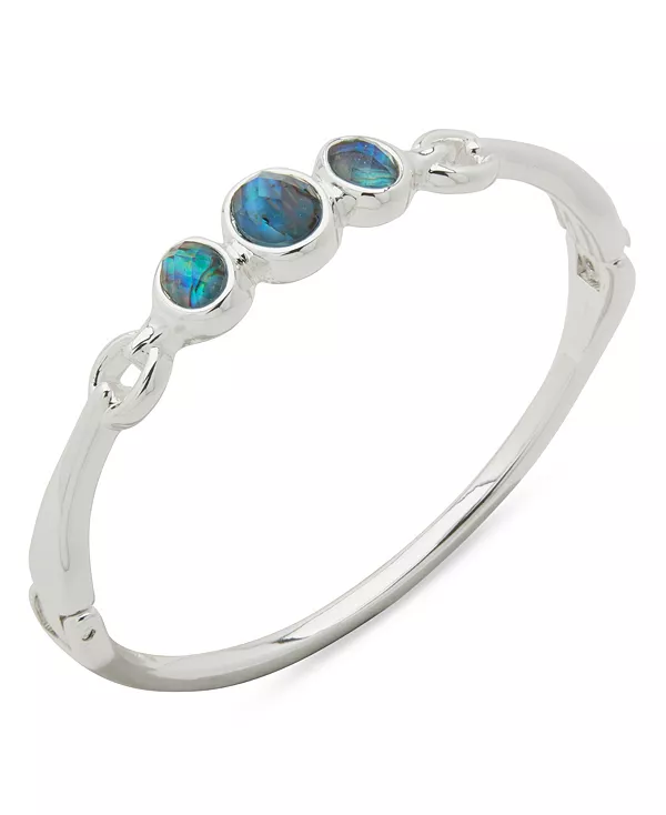 

Браслет с открытым шарниром из гладкой кабинки серебристого оттенка Abalone Anne Klein, blue