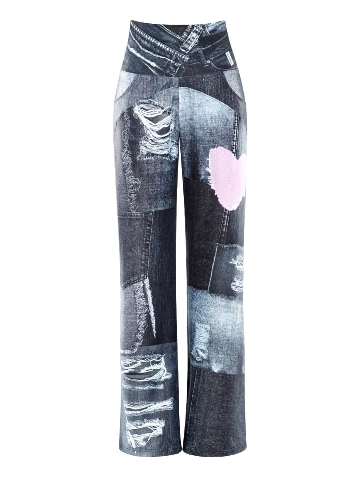 

Winshape Функциональные и удобные брюки с широкими штанинами CUL105C в сером цвете с лоскутным узором