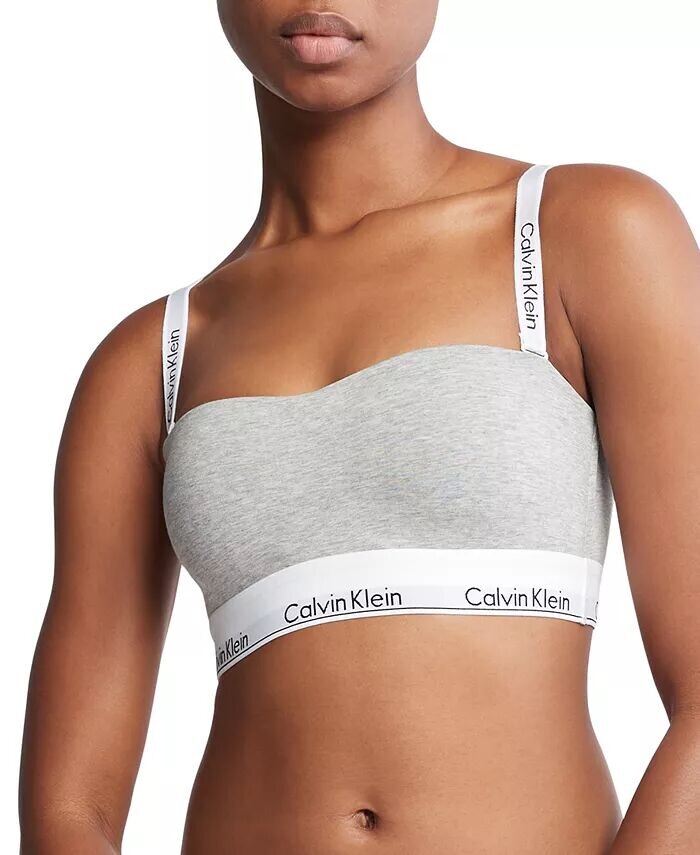 

Calvin Klein Женский современный хлопковый бюстгальтер-бандо на легкой подкладке QF7628, серый