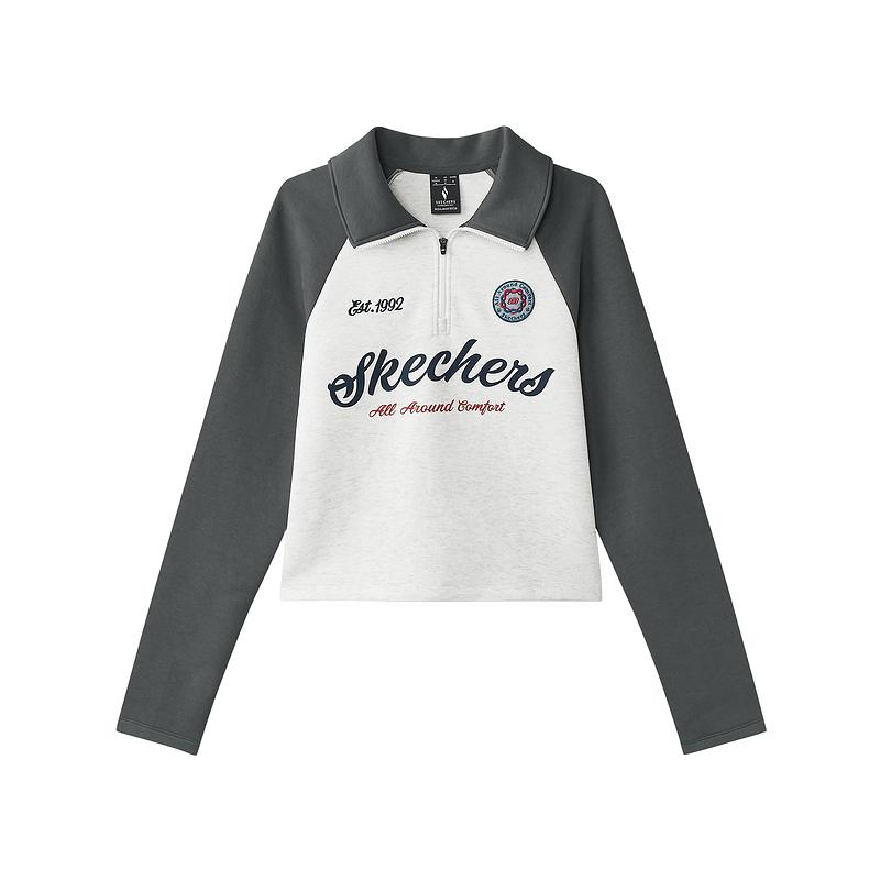 

Футболка с регланными рукавами на Новый год для женщин Light Heather Gray Skechers, серый