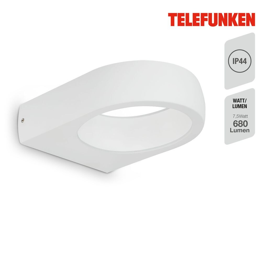 

Светодиодный уличный светильник Telefunken PUKA, светодиодная плата, 4000K нейтральный белый, 7,5 Вт, 680 лм, белый, IP44, 25000 часов, 17,5 x 14,5 x 4,5 см