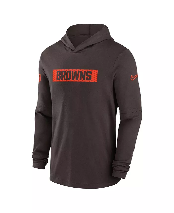 Мужская коричневая толстовка Cleveland Browns Sideline Performance с длинными рукавами Nike — фото 3