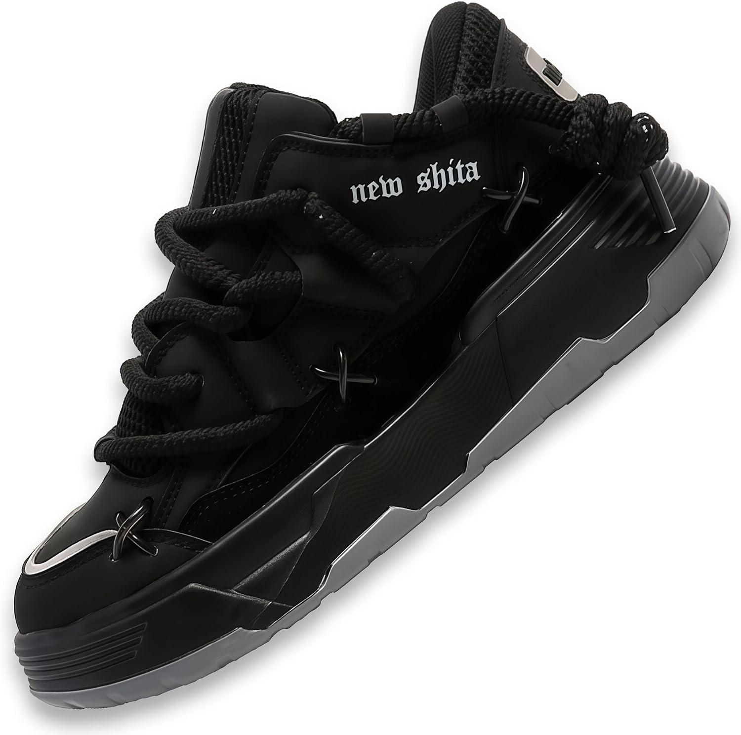 

Женские модные кроссовки на платформе из искусственной кожи с массивной подошвой, легкие, дышащие, для увеличения роста, унисекс, для повседневной носки, ходьбы, тенниса и бега New Shita, черный