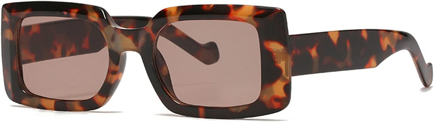 

Ретро-модные прямоугольные солнцезащитные очки для женщин и мужчин, квадратные солнцезащитные очки, винтажные панк-очки, сексуальные красные очки с леопардовым принтом, в футляре mincl, Leopard