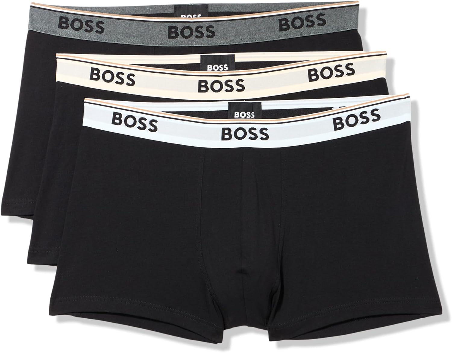 

BOSS мужские трусы 3 шт, разноцветные, с крупным логотипом, Black Licorice