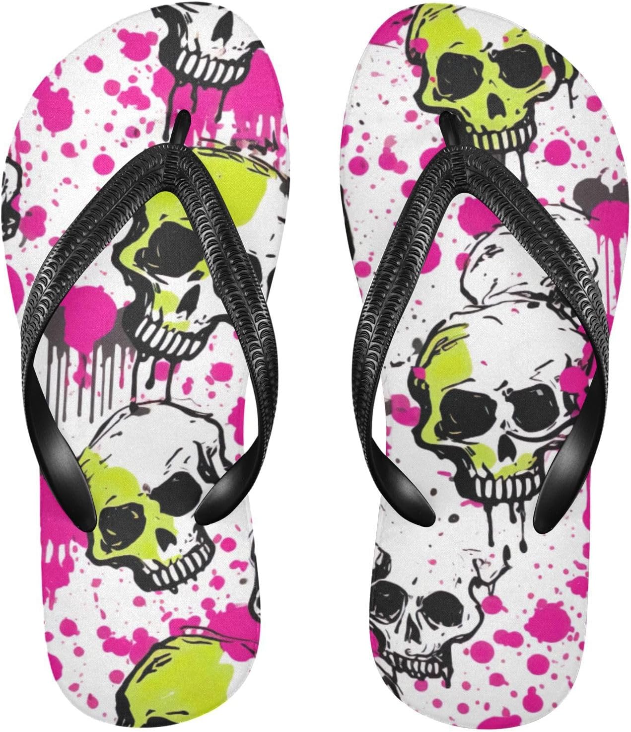 

Женские и мужские пляжные шлепанцы Skull розово-белые, летние, повседневные, для душа Kfbe