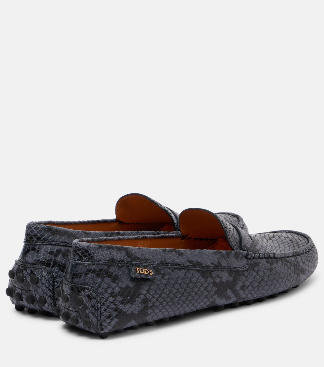 Туфли Gommino из кожи с эффектом змеиной кожи для вождения Tod's, Folkstone Gray — фото 2