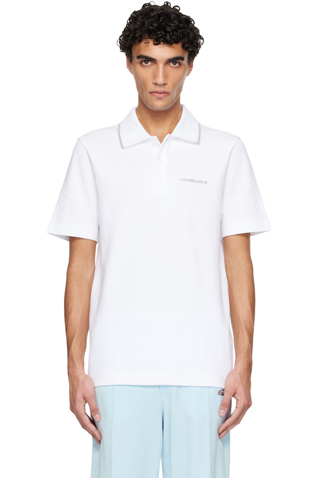 

Casablanca Белая рубашка поло с тисненым лавровым венком