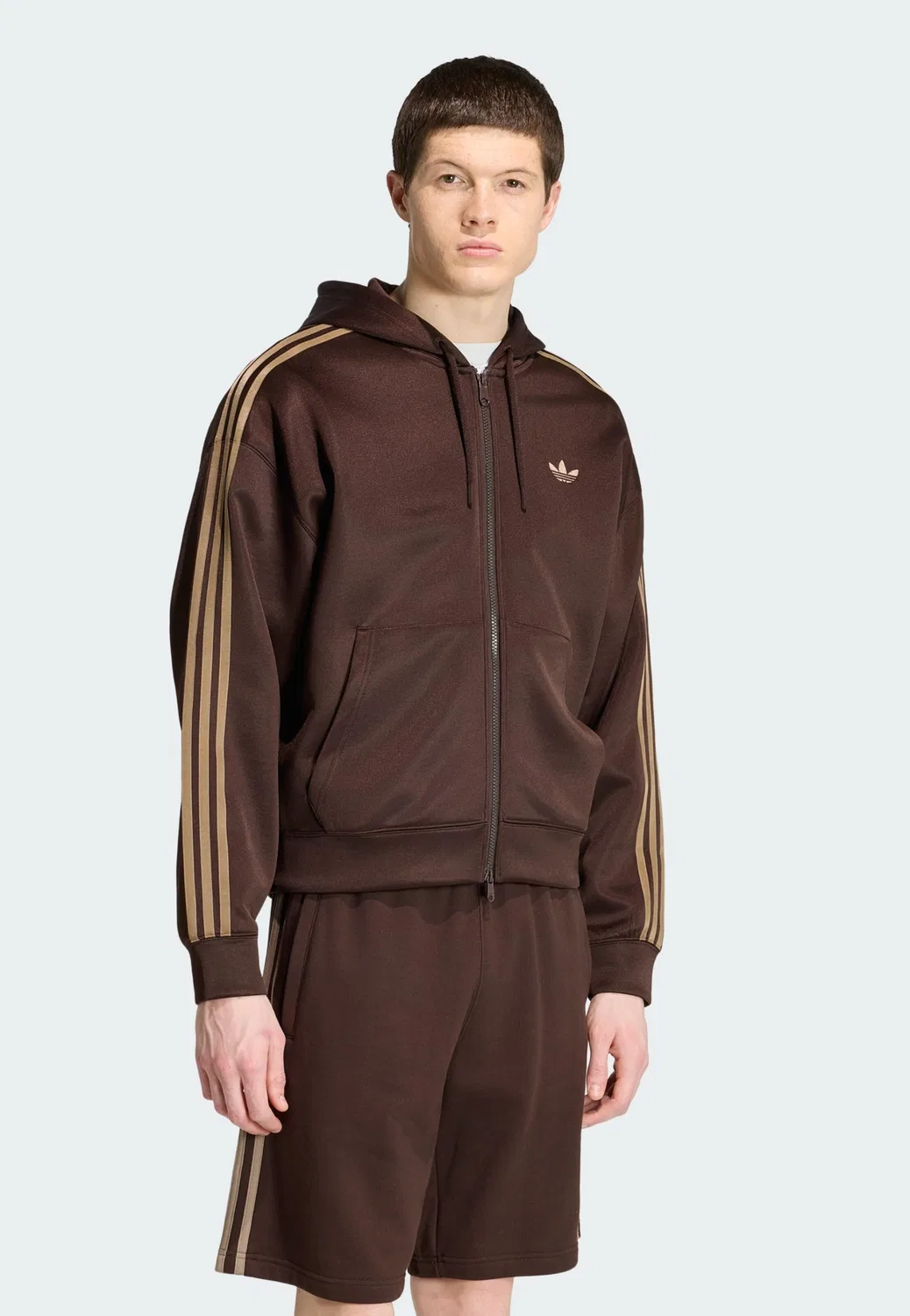 Толстовка на молнии Adidas Originals Adicolor в карамельном и шоколадном цветах — фото 2