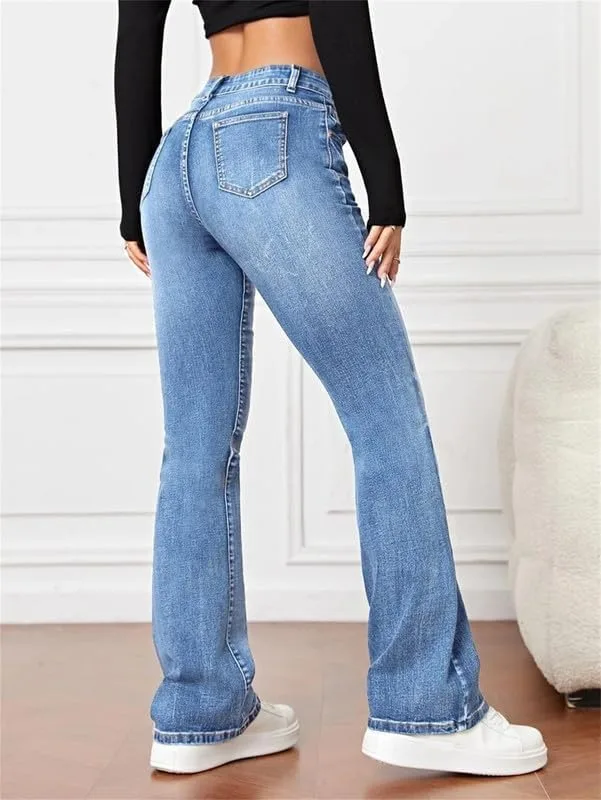Andongnywell Женские джинсы Bootcut ретро мид-уэйст плюс сайз — фото 3