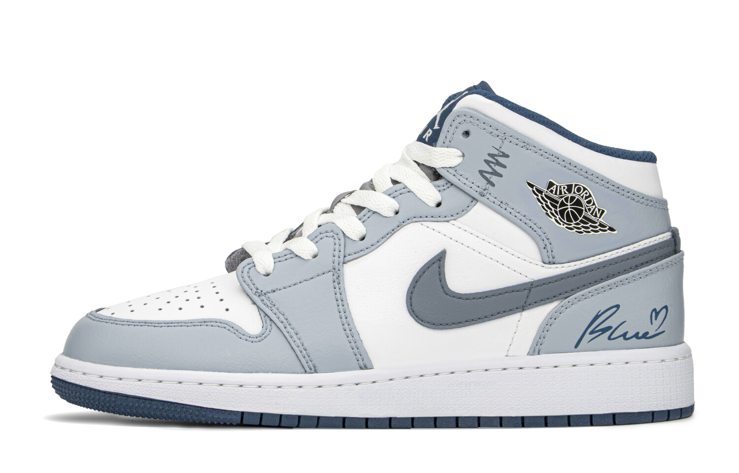 Кроссовки Air JORDAN 1 Vintage Basketball Shoes Women's Mid-Top White Gray/Blue
