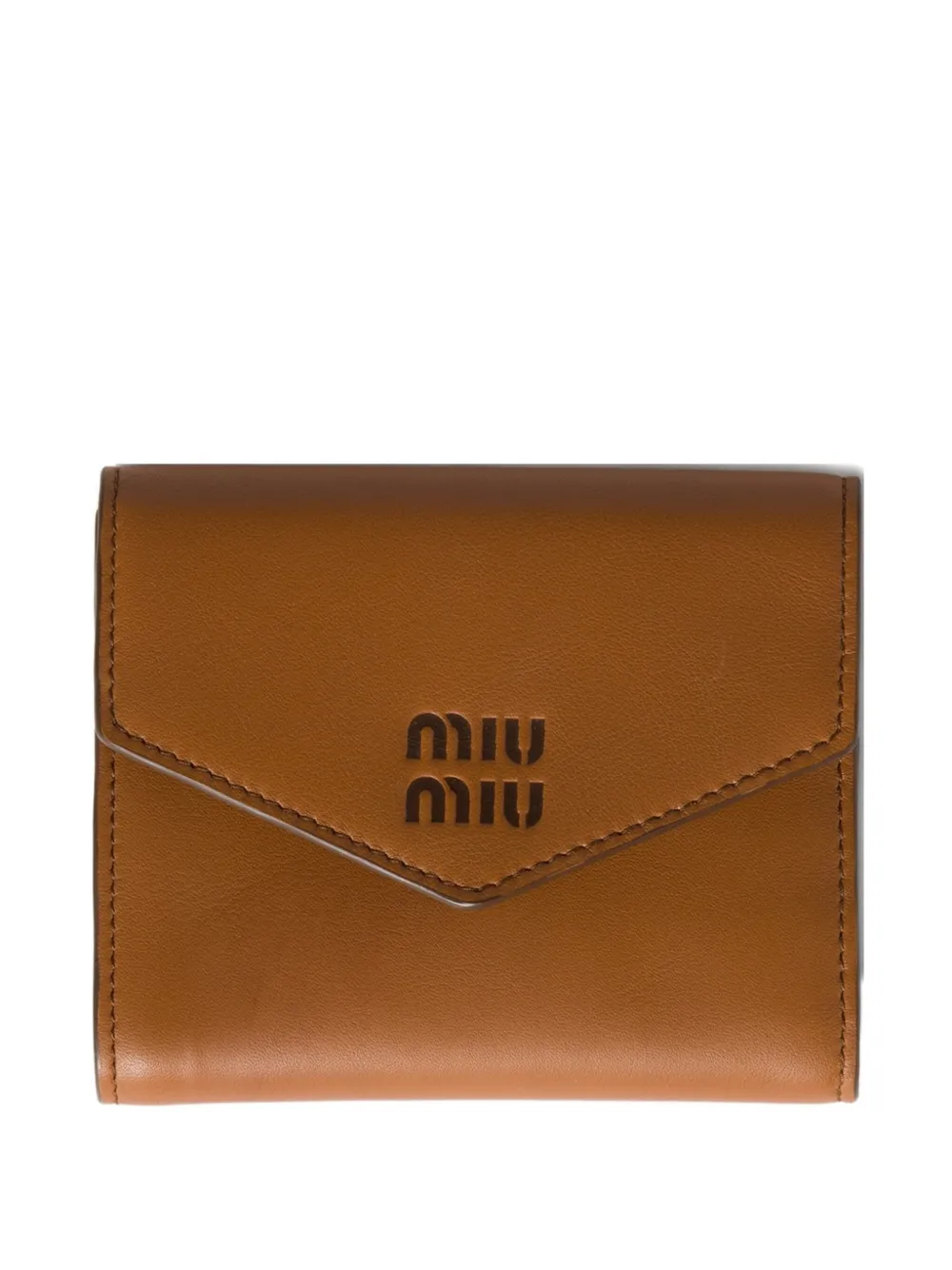 

Кошелек с тисненым логотипом MIU MIU, коричневый