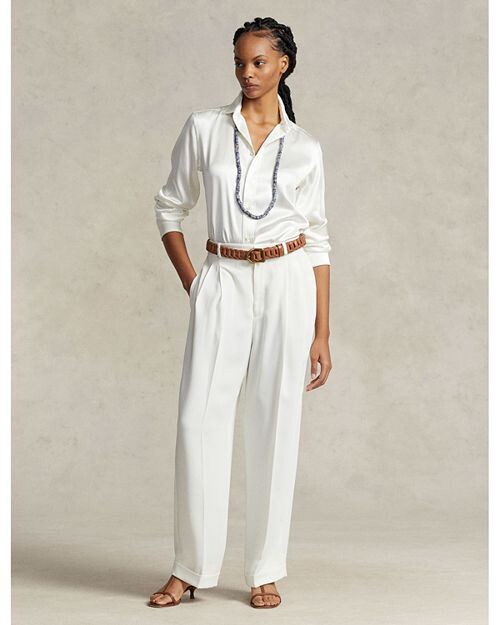 Шелковая рубашка с длинным рукавом Ralph Lauren Ralph Lauren, цвет Ivory/Cream — фото 2
