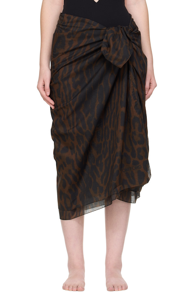 

Tom Ford Коричневая юбка-парео с запахом