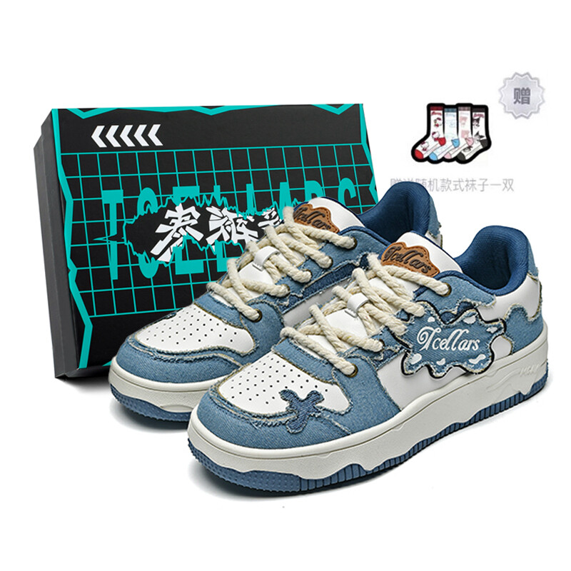 

Кроссовки TCELLARS Skateboarding Shoes Unisex Low-top Denim Blue, синий дубль