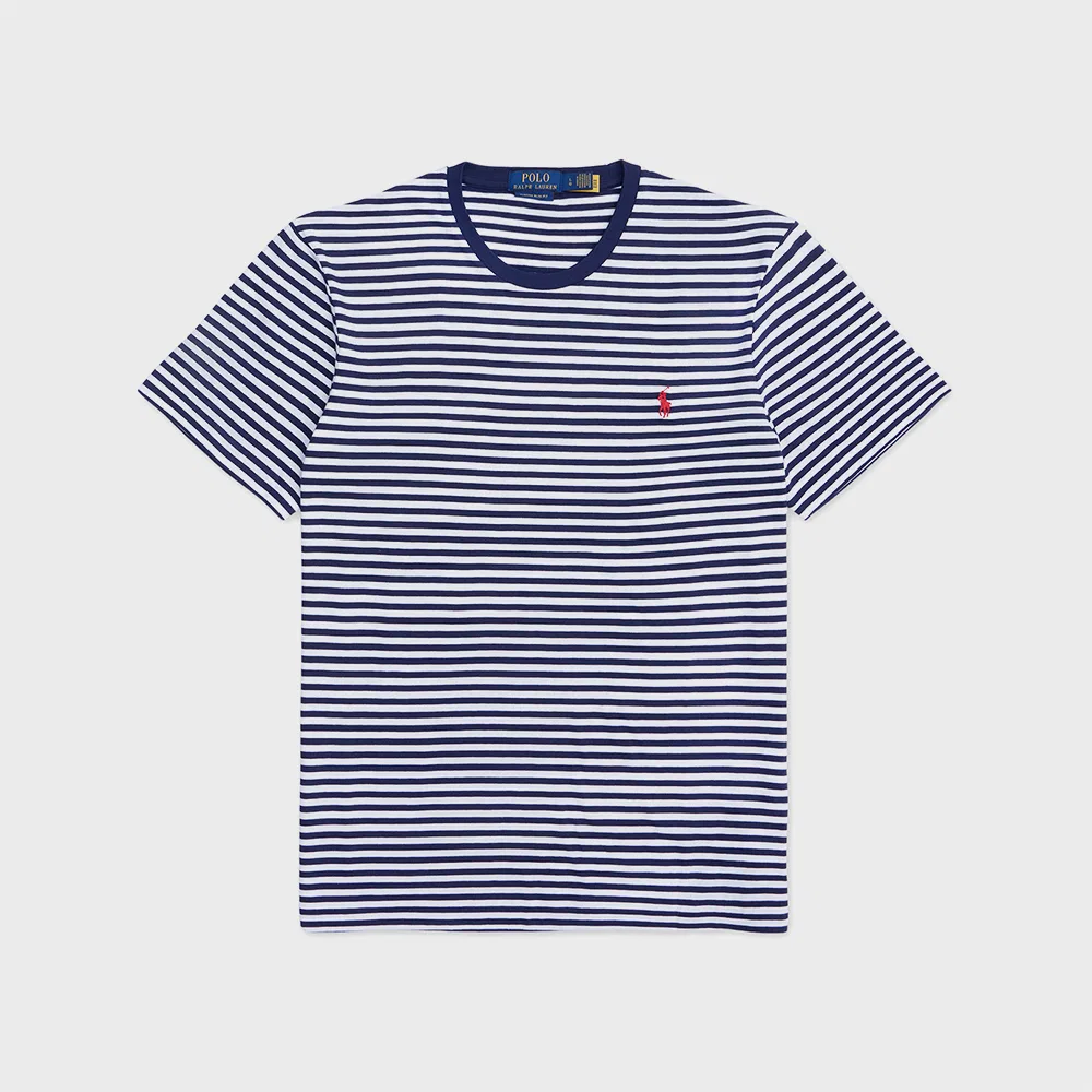 Женская приталенная полосатая футболка джерси тёмно-синяя от Polo Ralph Lauren