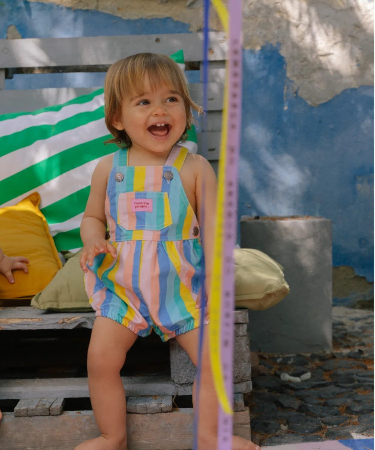 Детский комбинезон PICOLEBABY из хлопка в полоску, цвет радужный — фото 4