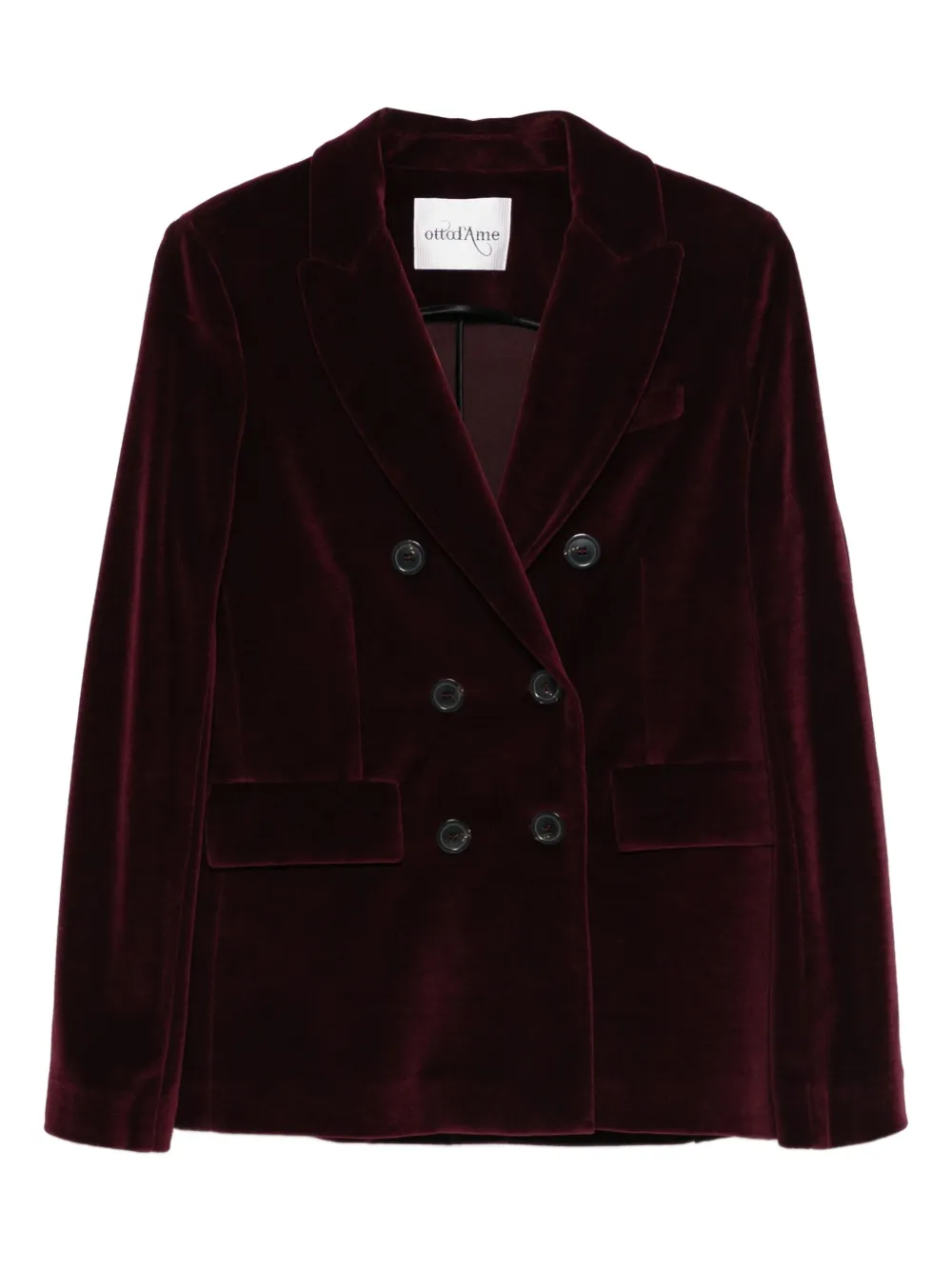 

Бархатный двубортный пиджак Ottod'Ame, красный