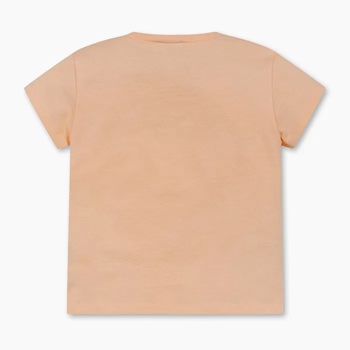 Детская футболка с вышивкой кораллового цвета от Benetton Kids — фото 2