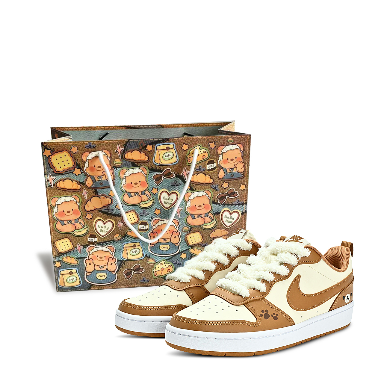 

Nike Court Borough LOW Anti Kick Low Top детские скейтерские кроссовки Brown для подростков