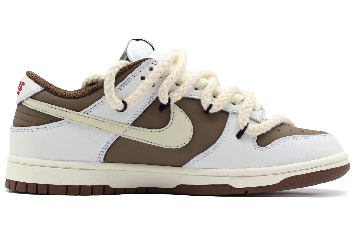 Кроссовки Nike Dunk Skateboard Shoes Women's Low-Top White Brown — фото 2