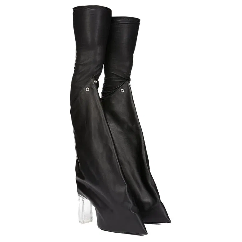 Сапоги-ботфорты RICK OWENS Taco Kiss 12cm черные — фото 4
