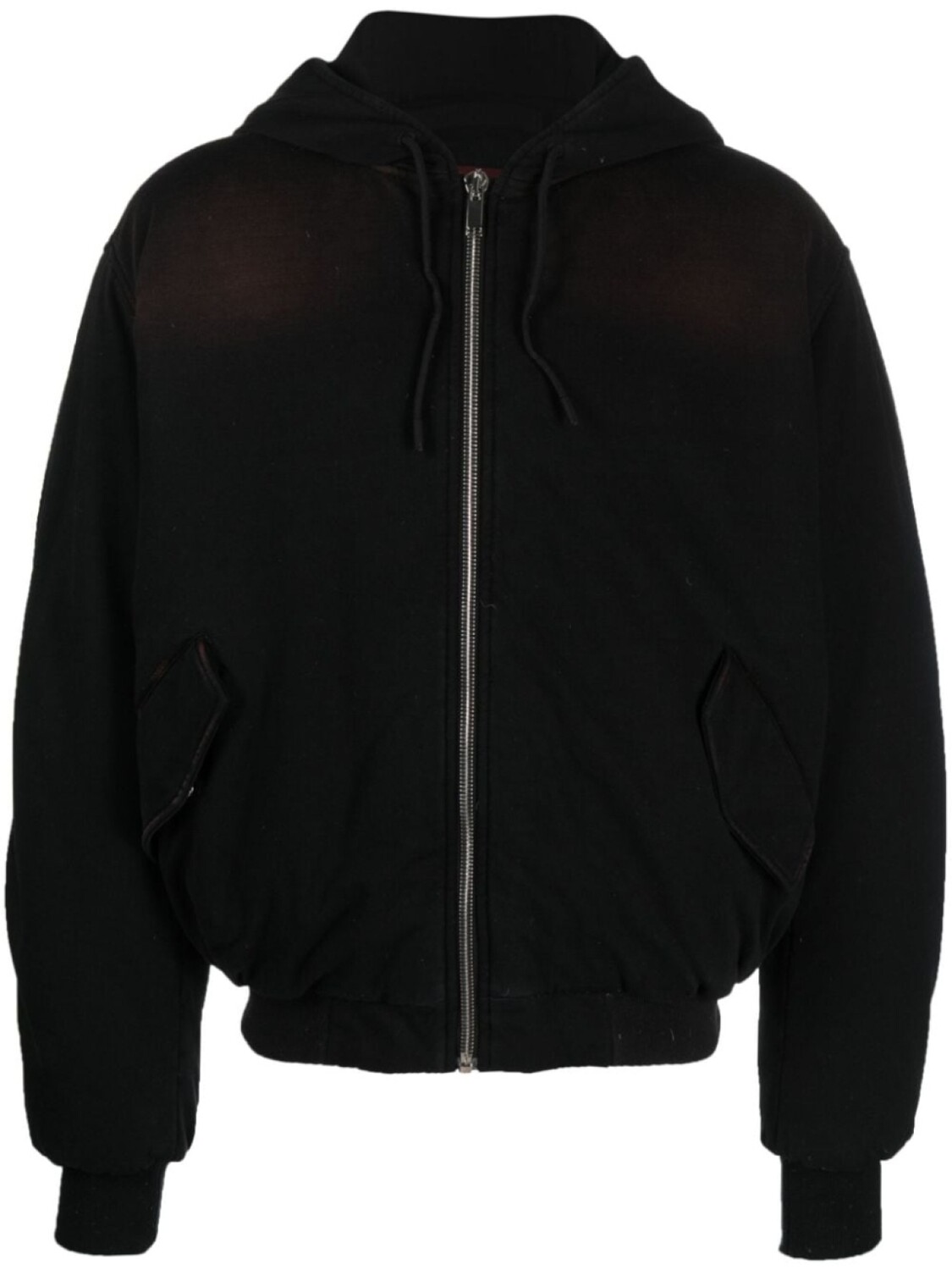 

424 zip-up padded hooded jacket, черный