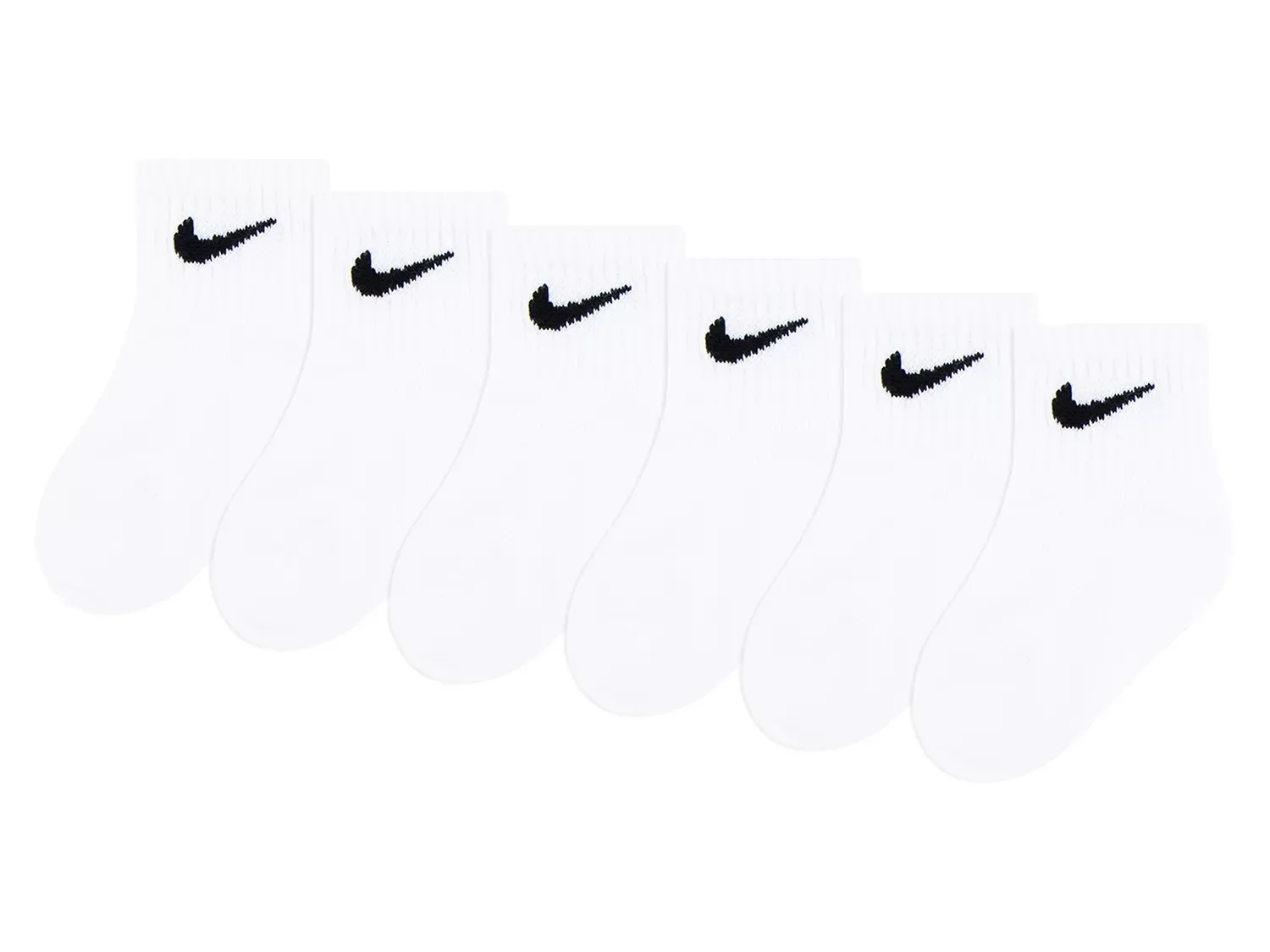 

Детские носки Nike Solid Quarter Ankle Socks - 6 шт., белые