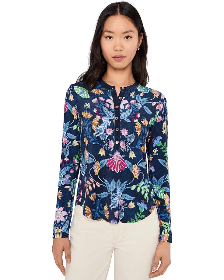 

Женская футболка-поло Johnny Was Long Sleeve Fitted Henley - Elizabeth, Blue, Синий, Женская футболка-поло Johnny Was Long Sleeve Fitted Henley - Elizabeth, Blue