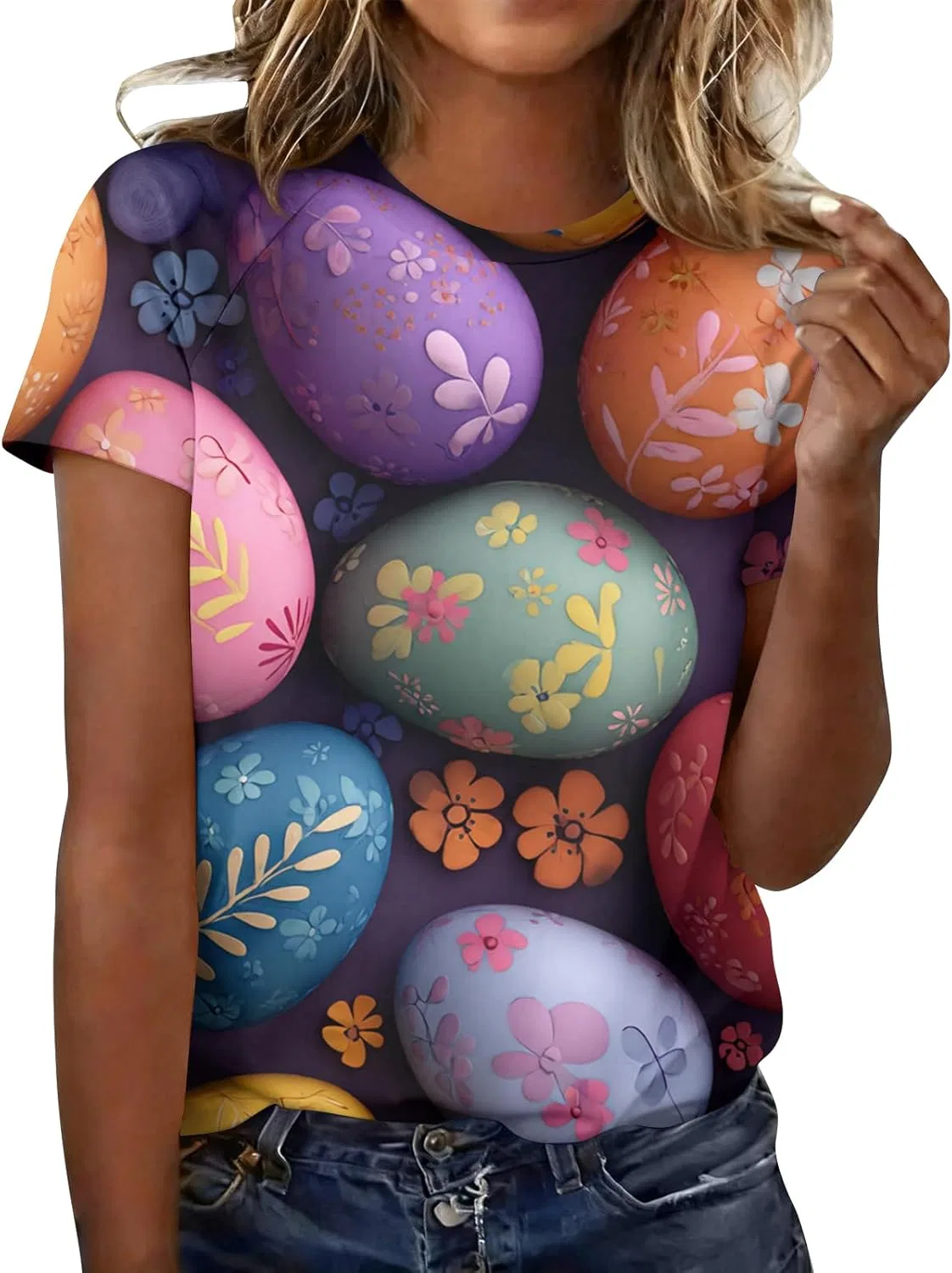 Женская футболка с коротким рукавом, принт, Polyester/Spandex, multicolor