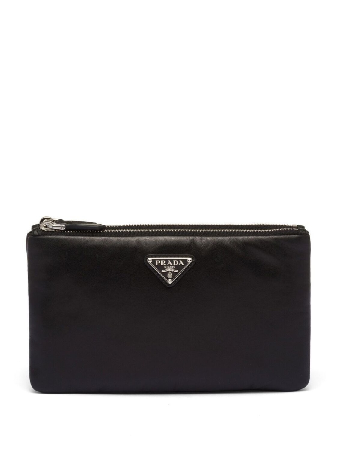 

Prada клатч с двумя отделениями и логотипом, черный